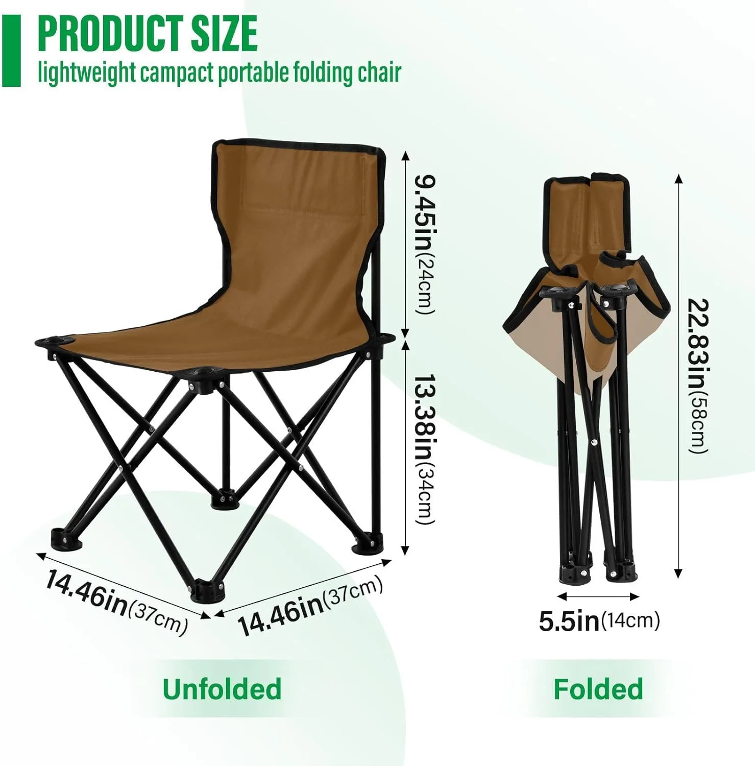DOMIKING Brown Kids' Portable Camping Chairs for Outdoor Fishing Chair with Carry Bag Folding Chair for Hiking Camping Travel