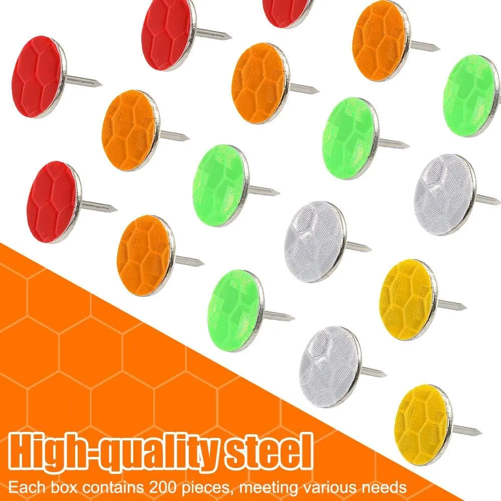 DONGKER Reflective Tacks,200 PCS Steel Reflective Trail Marking Tack for Hunting Hiking Camping Tree Stand Outdoor