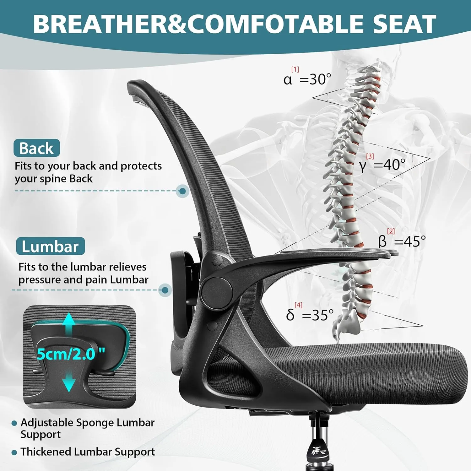 Drafting Chair Tall Office Chair Ergonomic Desk Chairs with Lumbar Support and Flip-up Armrests, Adjustable Height Comfy Computer Chair with Swivel Task and Adjustable Foot Ring(Black)