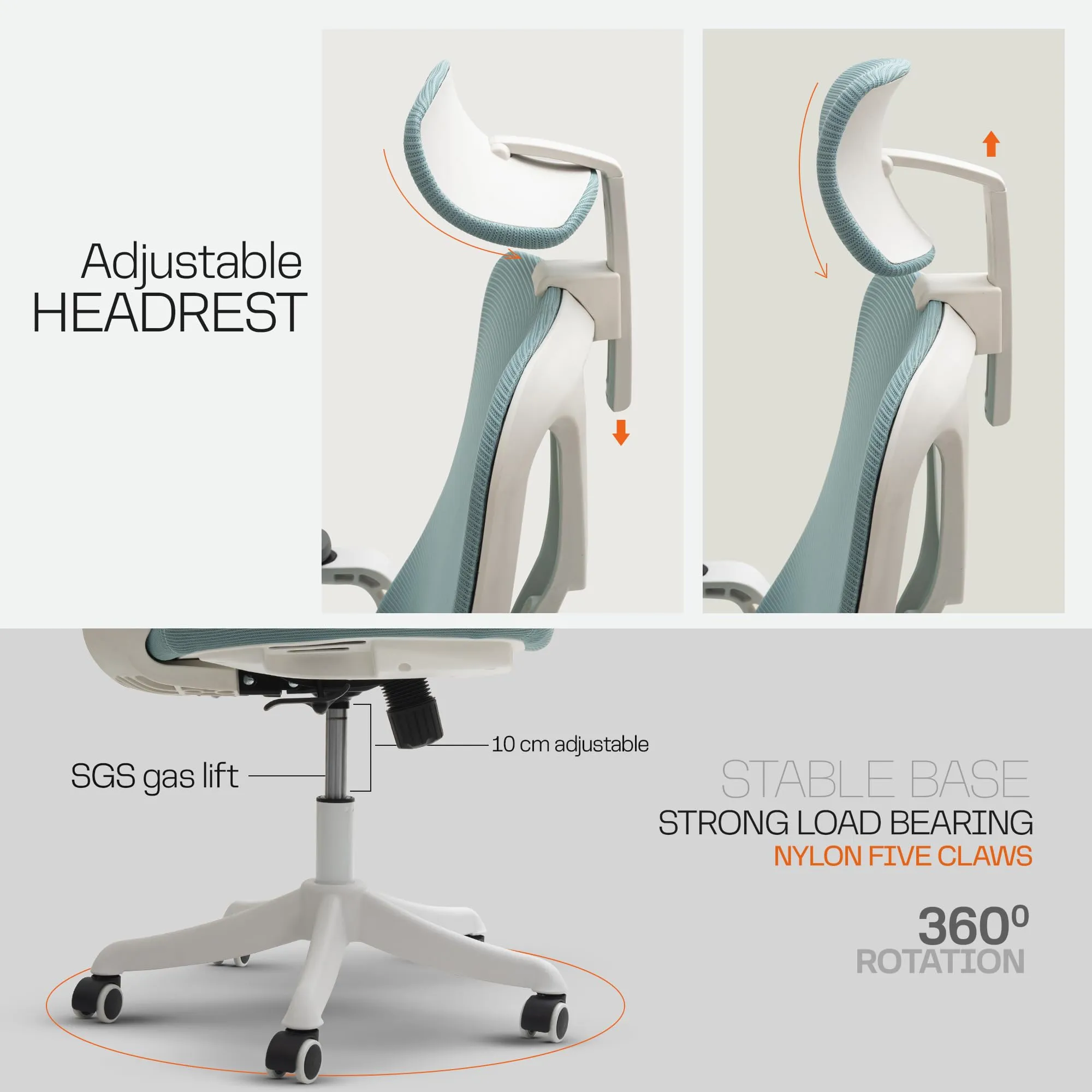 Drogo ComfortFlex Premium Ergonomic Office Chair for Work from Home with Adjustable Seat