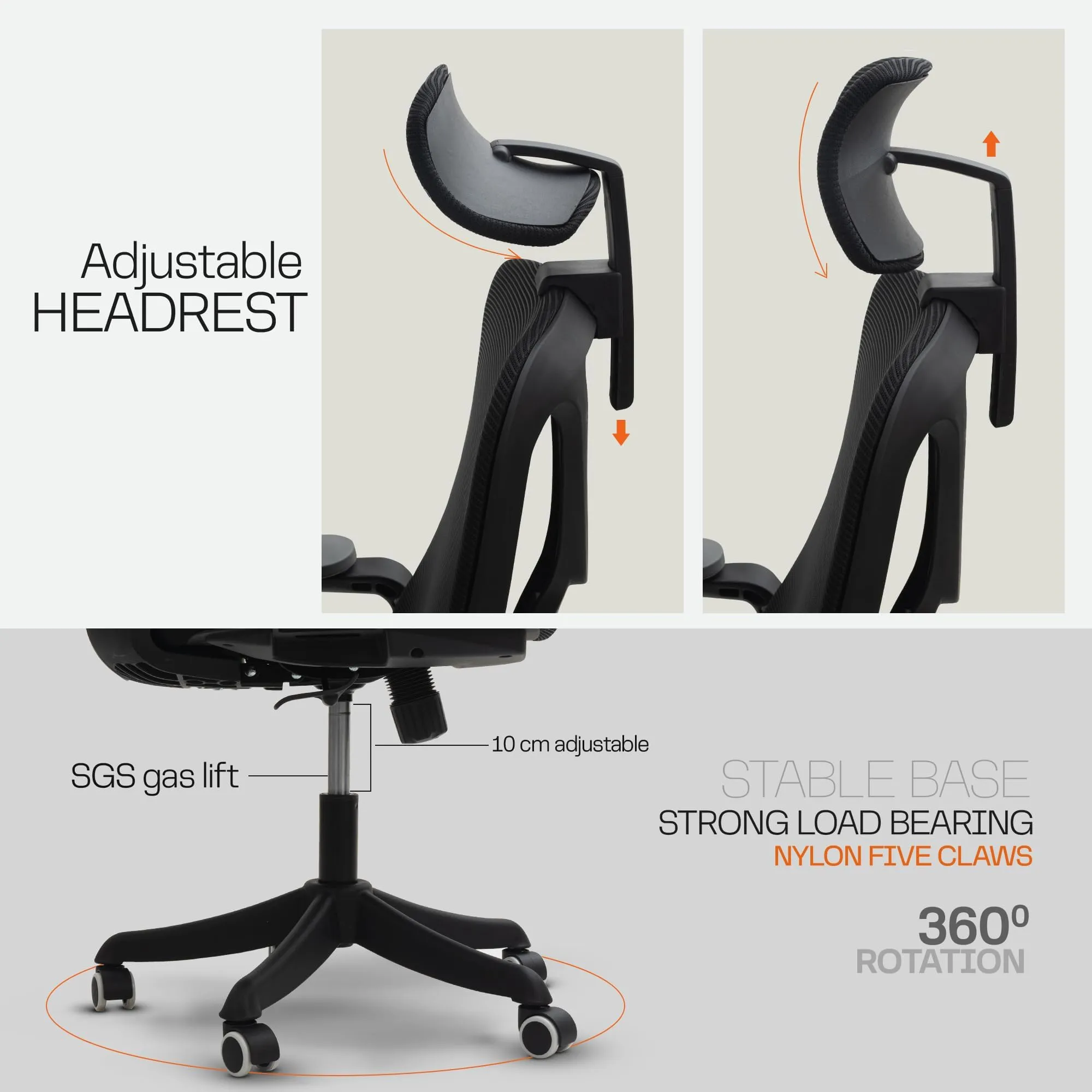 Drogo ComfortFlex Premium Ergonomic Office Chair for Work from Home with Adjustable Seat