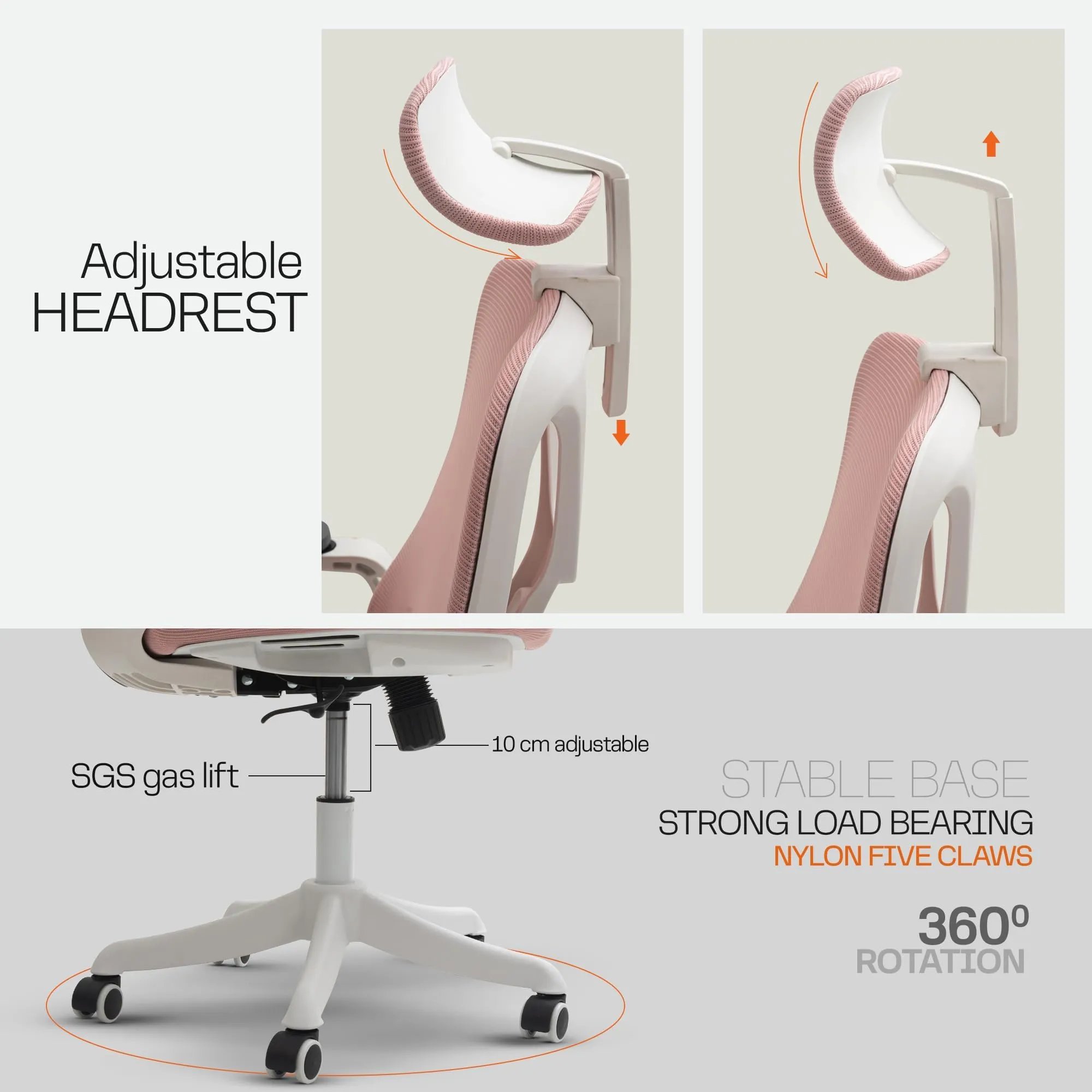 Drogo ComfortFlex Premium Ergonomic Office Chair for Work from Home with Adjustable Seat
