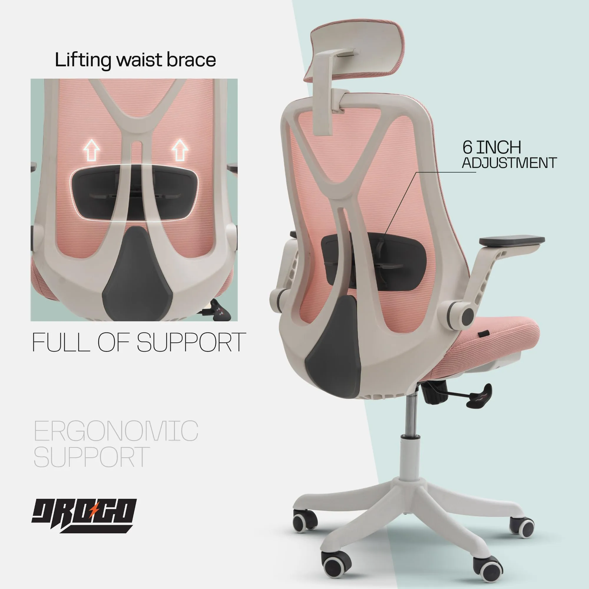 Drogo ComfortFlex Premium Ergonomic Office Chair for Work from Home with Adjustable Seat