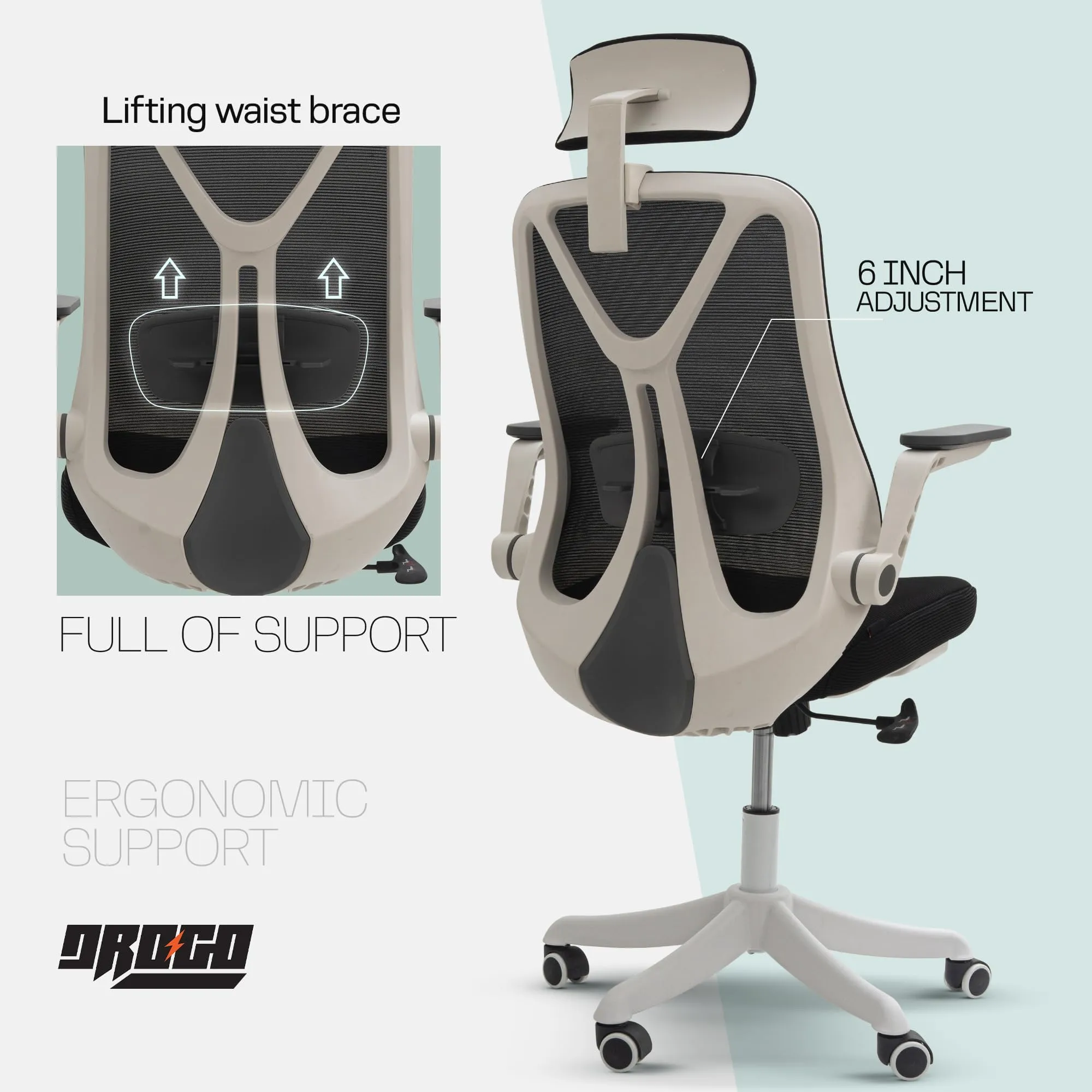 Drogo ComfortFlex Premium Ergonomic Office Chair for Work from Home with Adjustable Seat