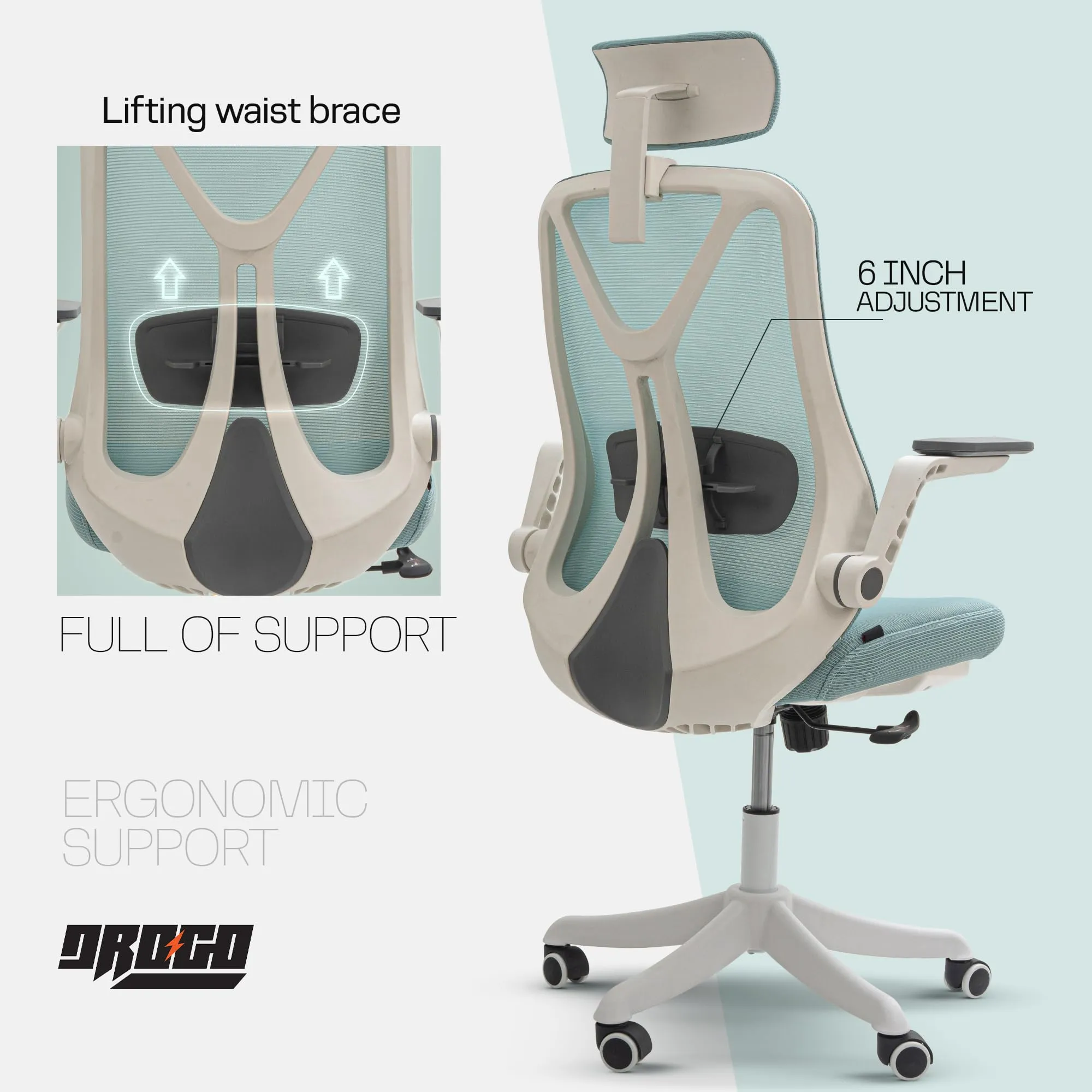 Drogo ComfortFlex Premium Ergonomic Office Chair for Work from Home with Adjustable Seat