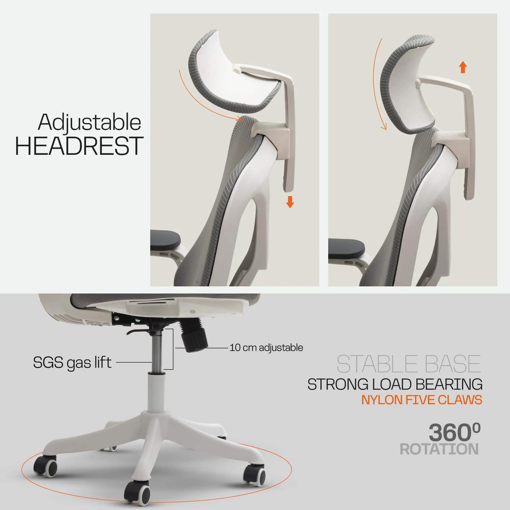 Drogo ComfortFlex Premium Ergonomic Office Chair for Work from Home with Adjustable Seat