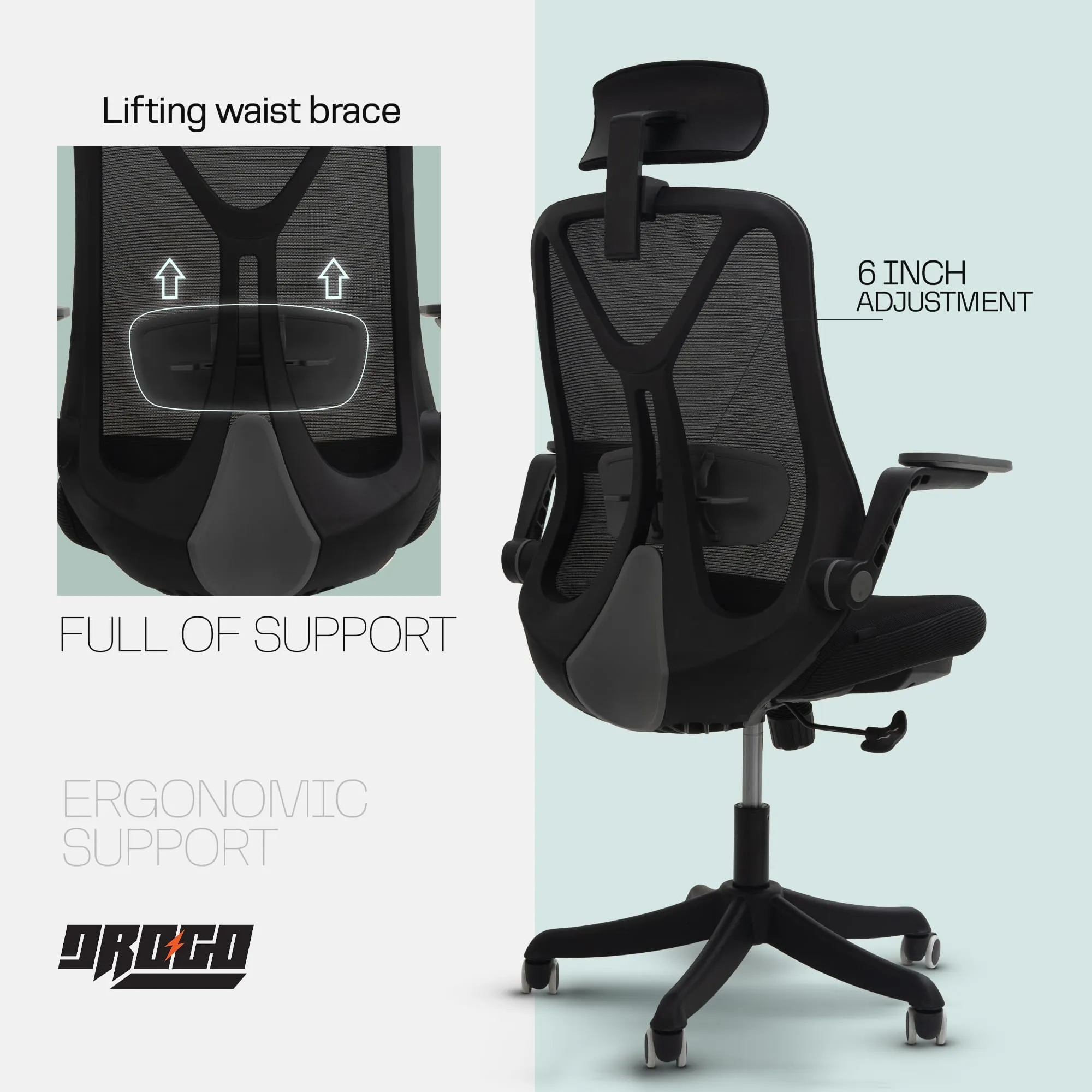 Drogo ComfortFlex Premium Ergonomic Office Chair for Work from Home with Adjustable Seat