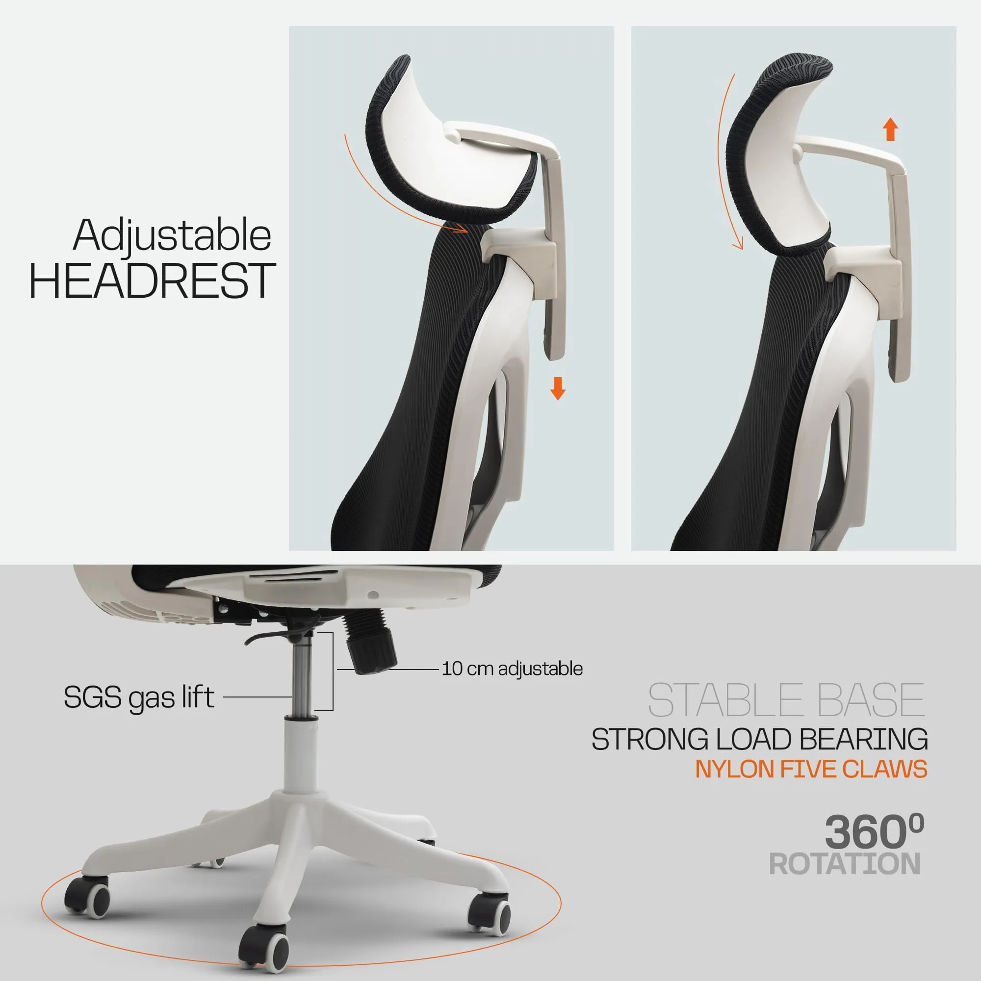 Drogo ComfortFlex Premium Ergonomic Office Chair for Work from Home with Adjustable Seat