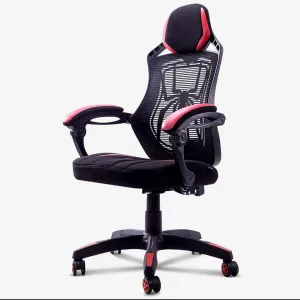 E-Sports Chair Ergonomic Spider Track Gameing Chair Home Computer Chair Office Chair Liftable Rotatable Slidable Red Black (Color : Breathable mesh)