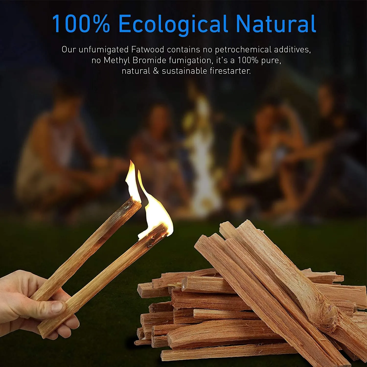 EasyGoProducts Eco-Stix Fatwood Fire Starter Kindling Firewood Sticks 100% Organic Firestarter for Wood Stoves, Fireplaces, Campfires, Bonfires - 05 Pounds