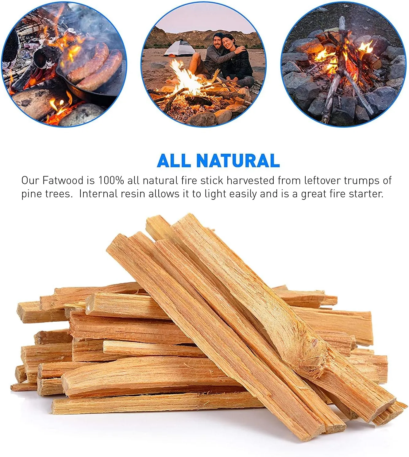EasyGoProducts Eco-Stix Fatwood Fire Starter Kindling Firewood Sticks 100% Organic Firestarter for Wood Stoves, Fireplaces, Campfires, Bonfires - 05 Pounds