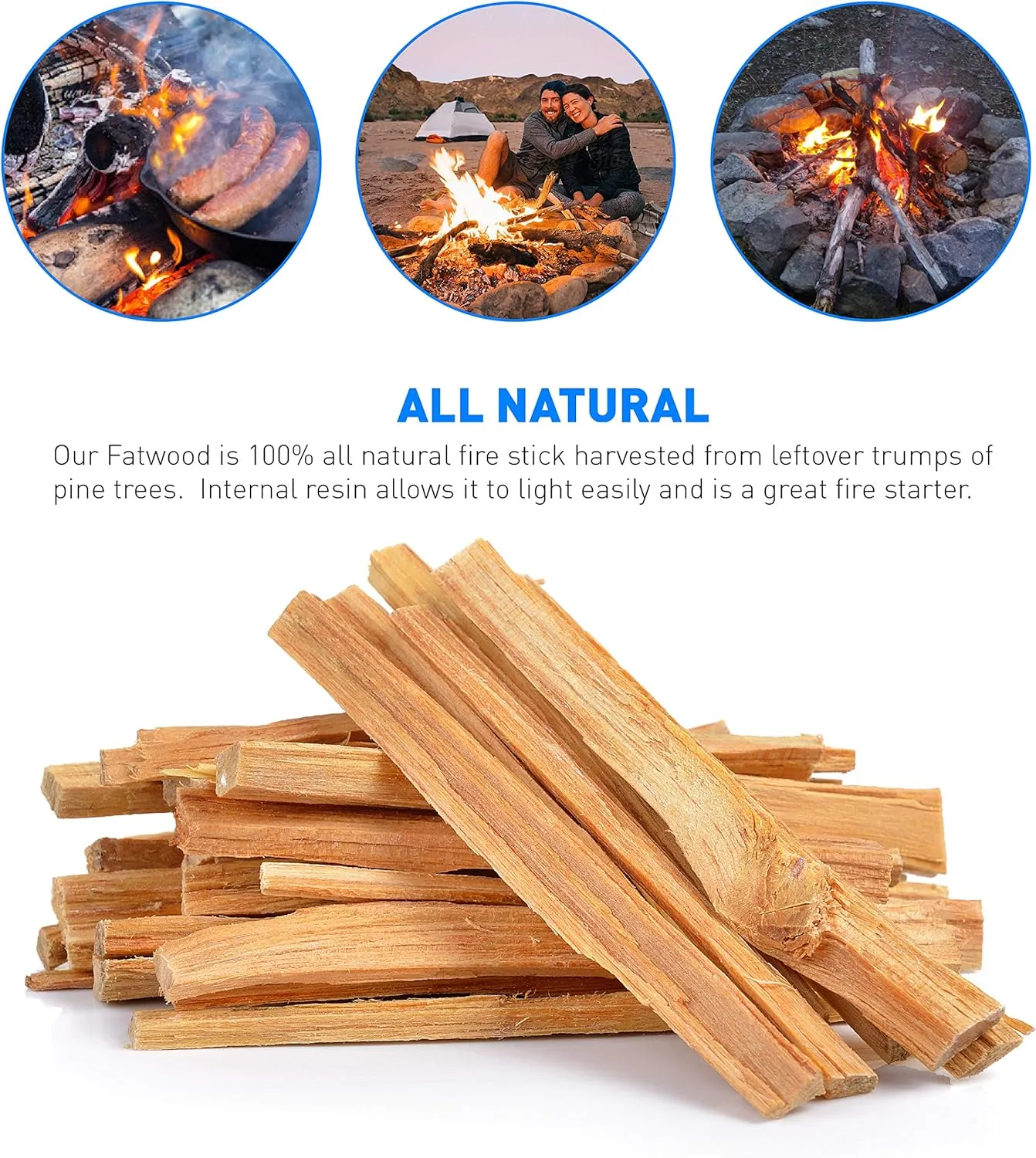 EasyGoProducts Eco-Stix Fatwood Fire Starter Kindling Firewood Sticks - 100% Organic - Firestarter for Wood Stoves, Fireplaces, Campfires, Bonfires - 10 Pounds