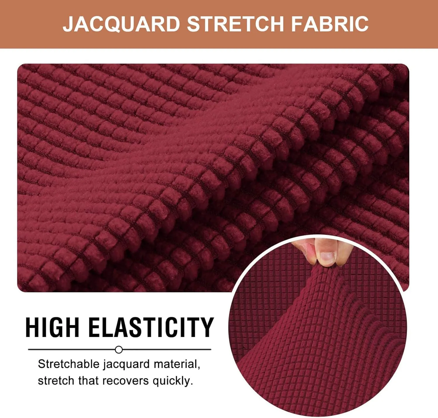 Eco-Ancheng Wingback Chair Slipcover 2 Piece Slipcovers for Wingback Chairs Jacquard Wingback Chair Covers Washable Furniture Protector with Elastic Bottom for Living Room Wingback Chairs