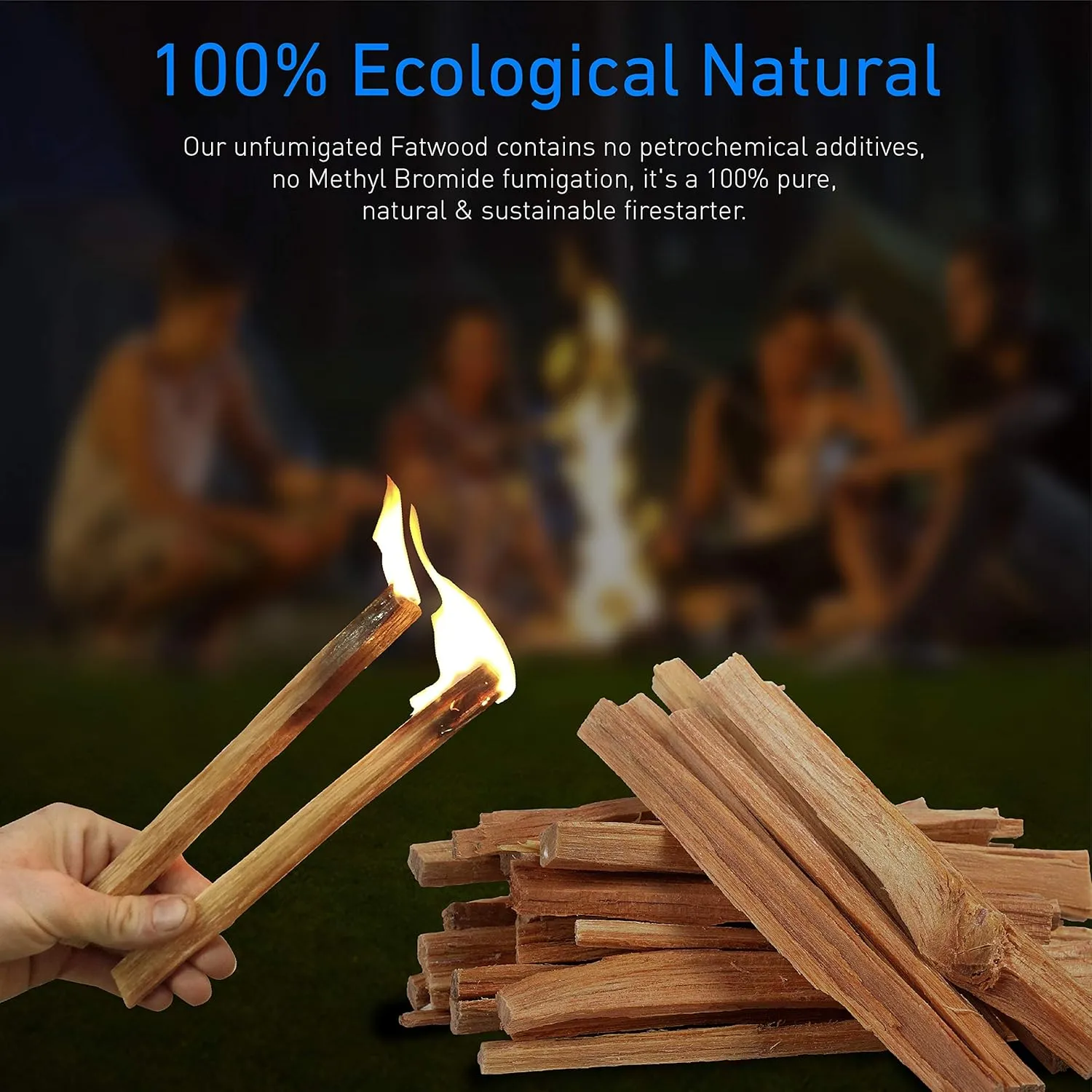 Eco-Stix Fatwood Fire Starter Kindling Firewood Sticks 100% Organic Firestarter for Wood Stoves, Fireplaces, Campfires, Bonfires, 50 Lbs