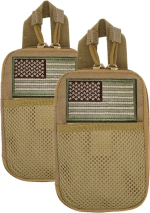 edc pouch multifunctional tactical bag molle bag accessory bag mobile phone bag, tactical belt pouch, men's belt bag, outdoor sports travel hiking waterproof bag with American flag embroidery patch