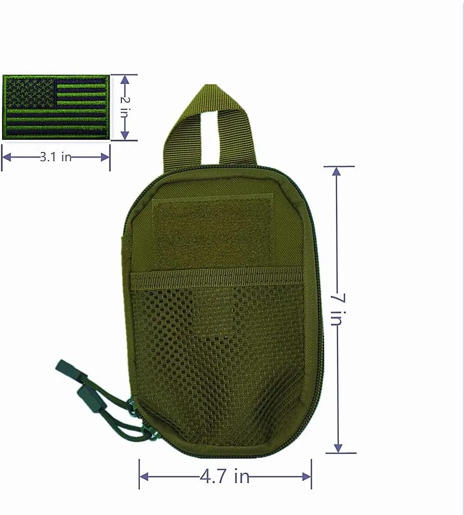 edc pouch multifunctional tactical bag molle bag accessory bag mobile phone bag, tactical belt pouch, men's belt bag, outdoor sports travel hiking waterproof bag with American flag embroidery patch