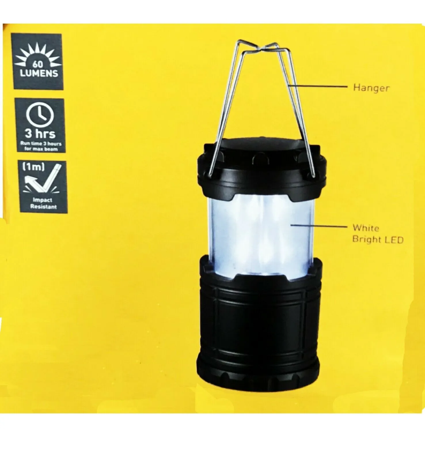 Eiger LED Camping Lantern Bright LED 60 Lumens output/Impact Resistance/Flaming