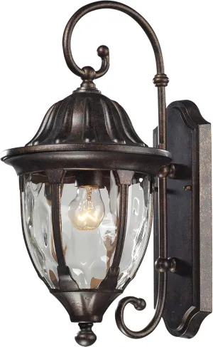Elk Home Glendale 18" Outdoor Wall Lantern – Classic Bronze Sconce with Water Glass for Front Porch, Garage, or Garden Gate Lighting