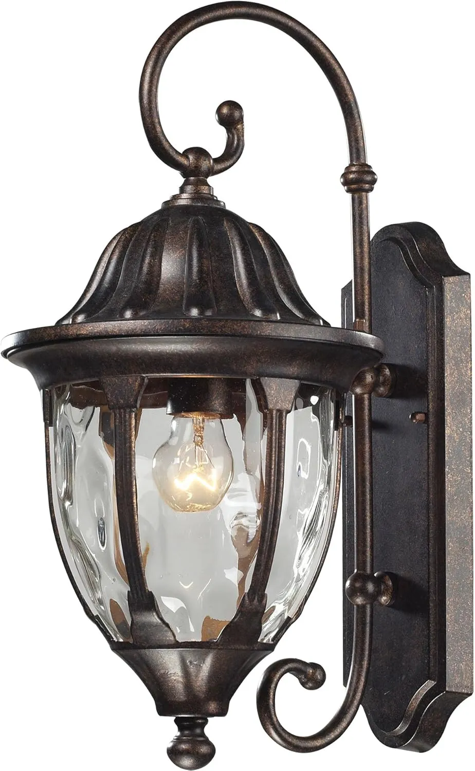 Elk Home Glendale 18" Outdoor Wall Lantern – Classic Bronze Sconce with Water Glass for Front Porch, Garage, or Garden Gate Lighting