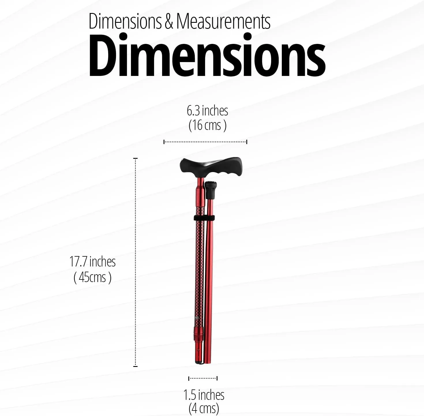 Ergo Walking Cane for Men & Women - Adjustable Foldable Walking Stick (Right-Handed Black Cane)