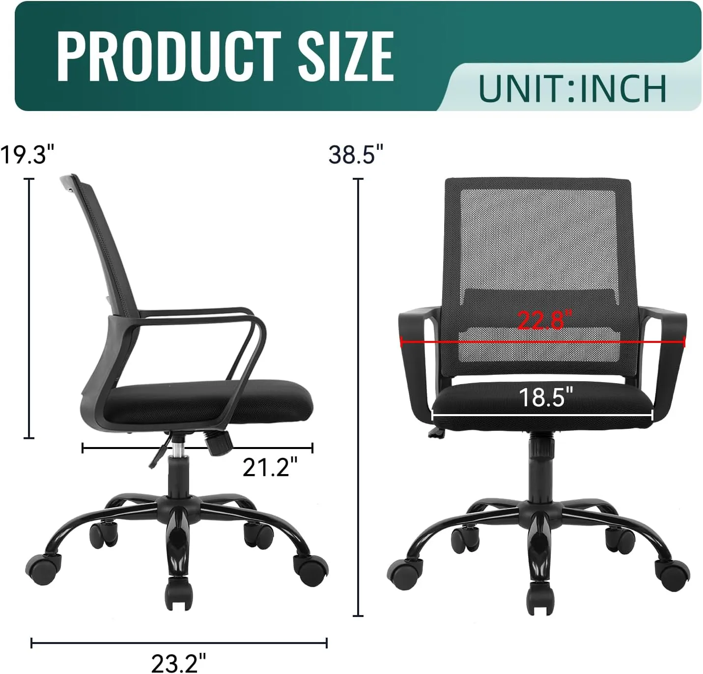Ergonomic Desk Chair Swivel Rolling Computer Chair Executive Lumbar Support Task Mesh Chair Adjustable Stool for Women Men,Grey