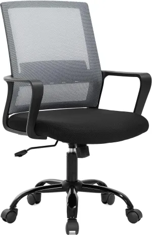 Ergonomic Desk Chair Swivel Rolling Computer Chair Executive Lumbar Support Task Mesh Chair Adjustable Stool for Women Men,Grey