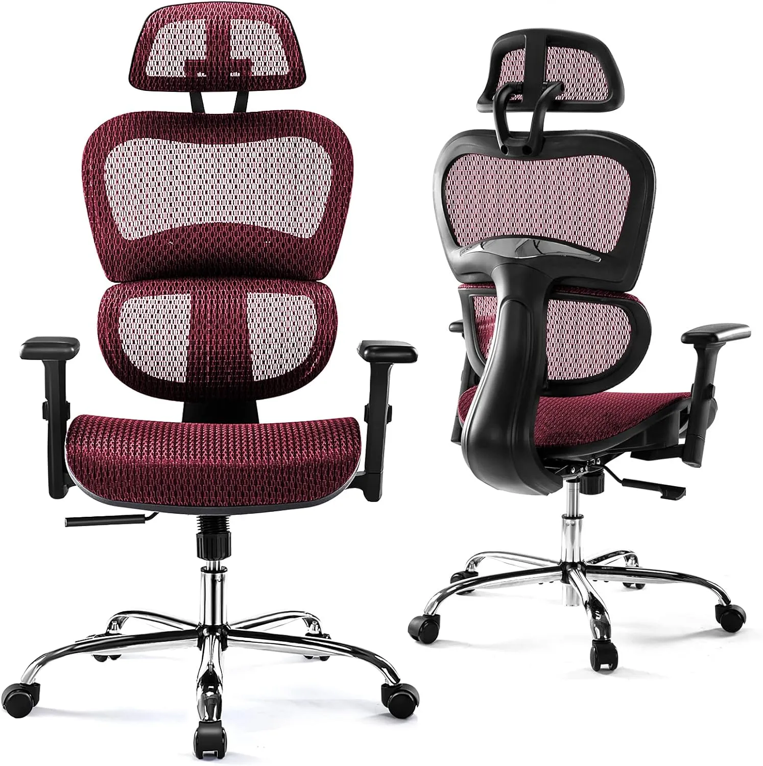 Ergonomic High Back Office Chair - High Office Chair with Headrest, Lumbar Support, Movable Armrests, Swivel Mesh Office Chair with 300 lbs Weight Capacity Adjustable Height for Home Office, Executive