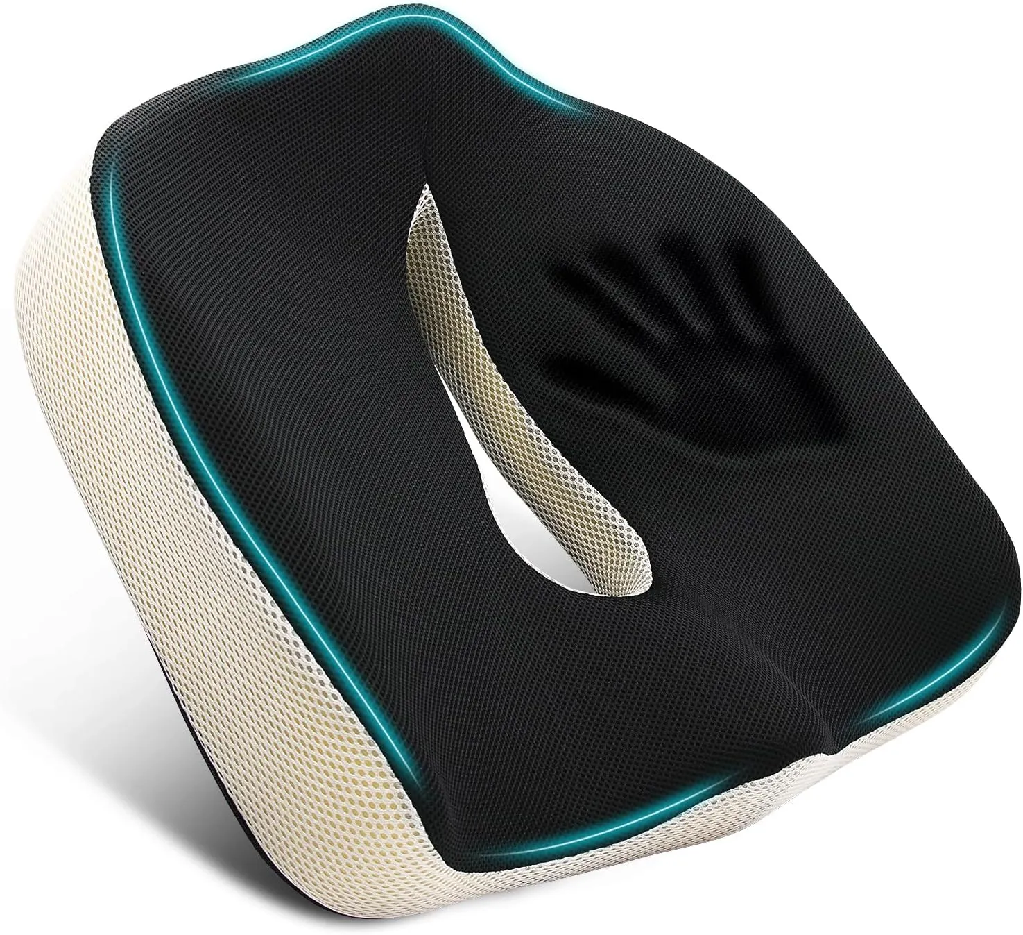 Ergonomic Memory Foam Seat Cushion for Office Chair, Extra Large Pad with U-Shaped Design for Pressure Relief, Coccyx Sciatica & Back Pain Relief, for Home, Car Long Sitting