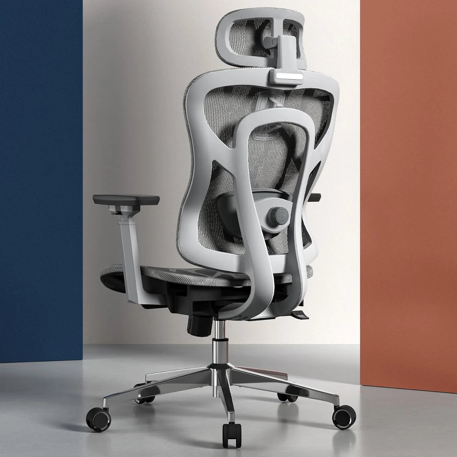 Ergonomic Mesh Office Chair, High Back Desk Chair with 3D Armrests, Adaptive Thoracic Support, 3D Lumbar Support & Adjustable Headrest, Home Swivel Computer Chair with Tilt Function