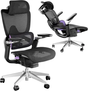Ergonomic Office Chair, Big and Tall Mesh Computer Gaming Chair with Adaptive Lumbar Support, Work Chair with Headrest, 5D Armrest,90-130°Tilt, BIFMA Certified, Model Zen (Purple)