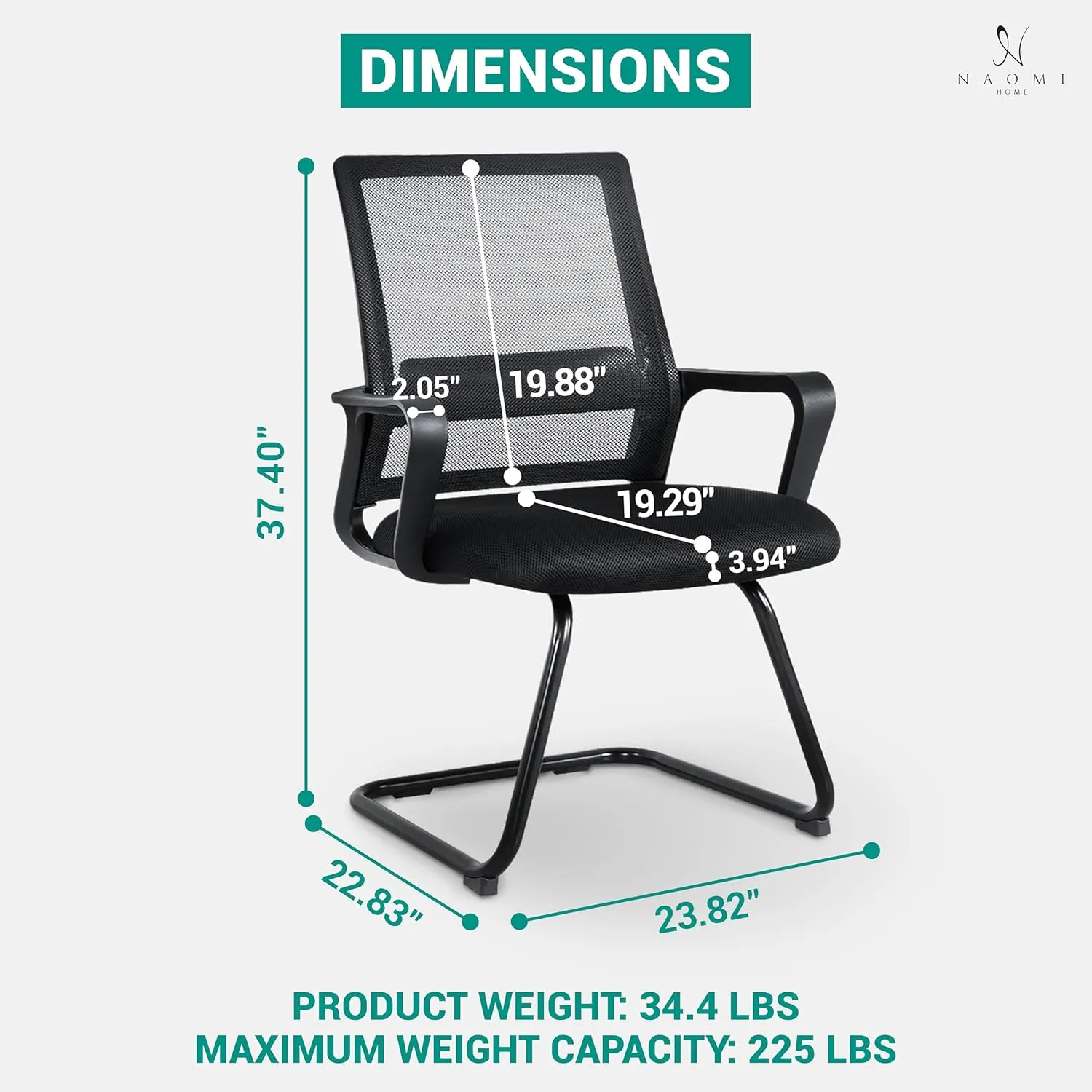 Ergonomic Office Chair | Breathable Mesh Office Guest Chair, Medical Waiting Room Chairs, Reception Chair Support - Black
