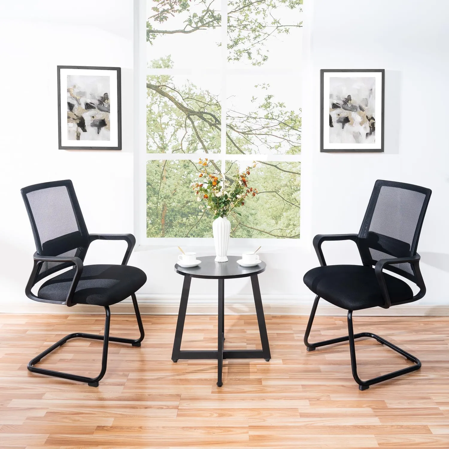 Ergonomic Office Chair | Breathable Mesh Office Guest Chair, Medical Waiting Room Chairs, Reception Chair Support - Black