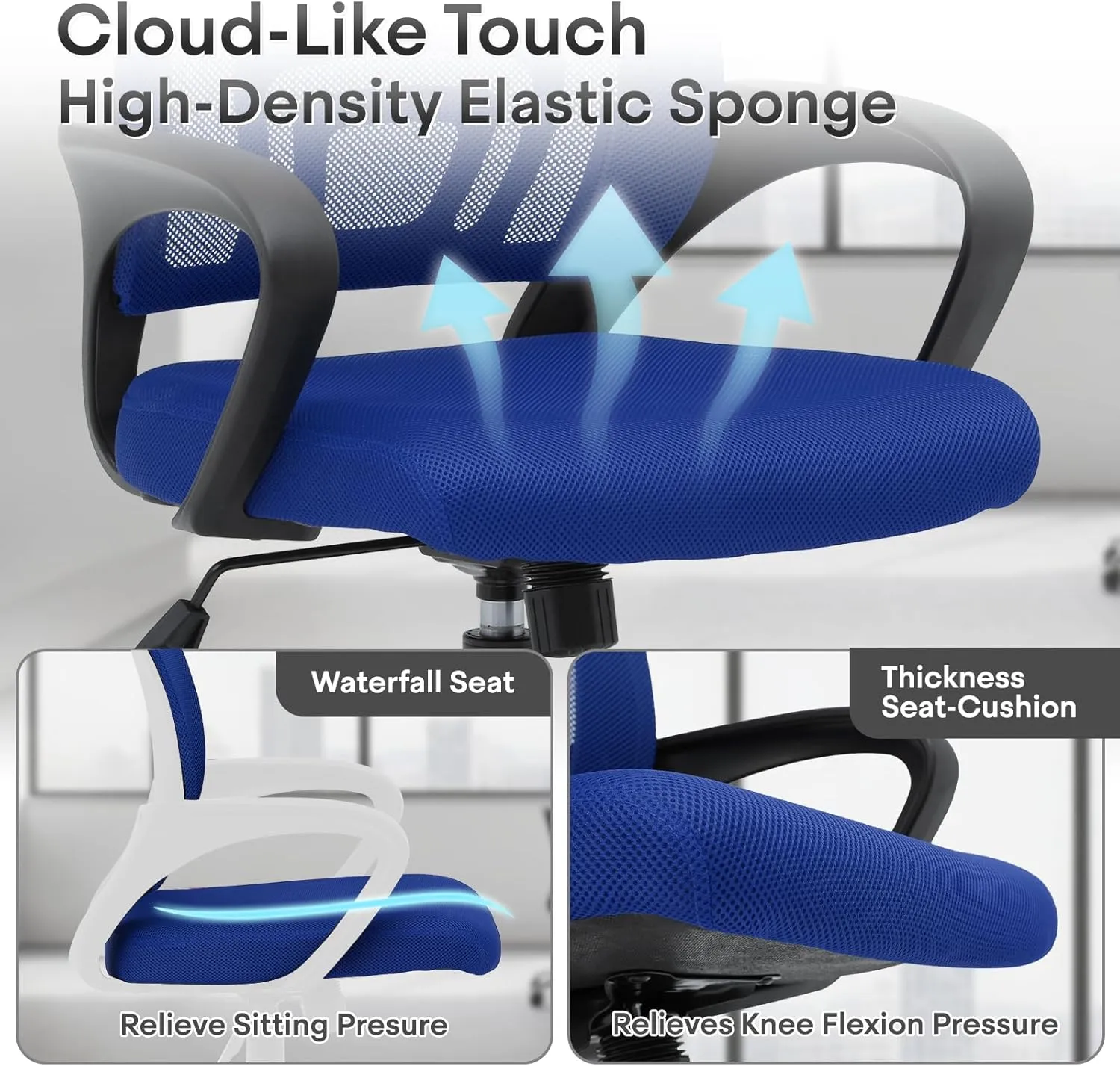 Ergonomic Office Chair - Heavy Duty 330Lbs, Breathable Mesh Computer Desk Chair with Lumbar Support & Armrest, Rolling Swivel Adjustable Tilt Lock for Home Office/Gaming, Bedroom Study