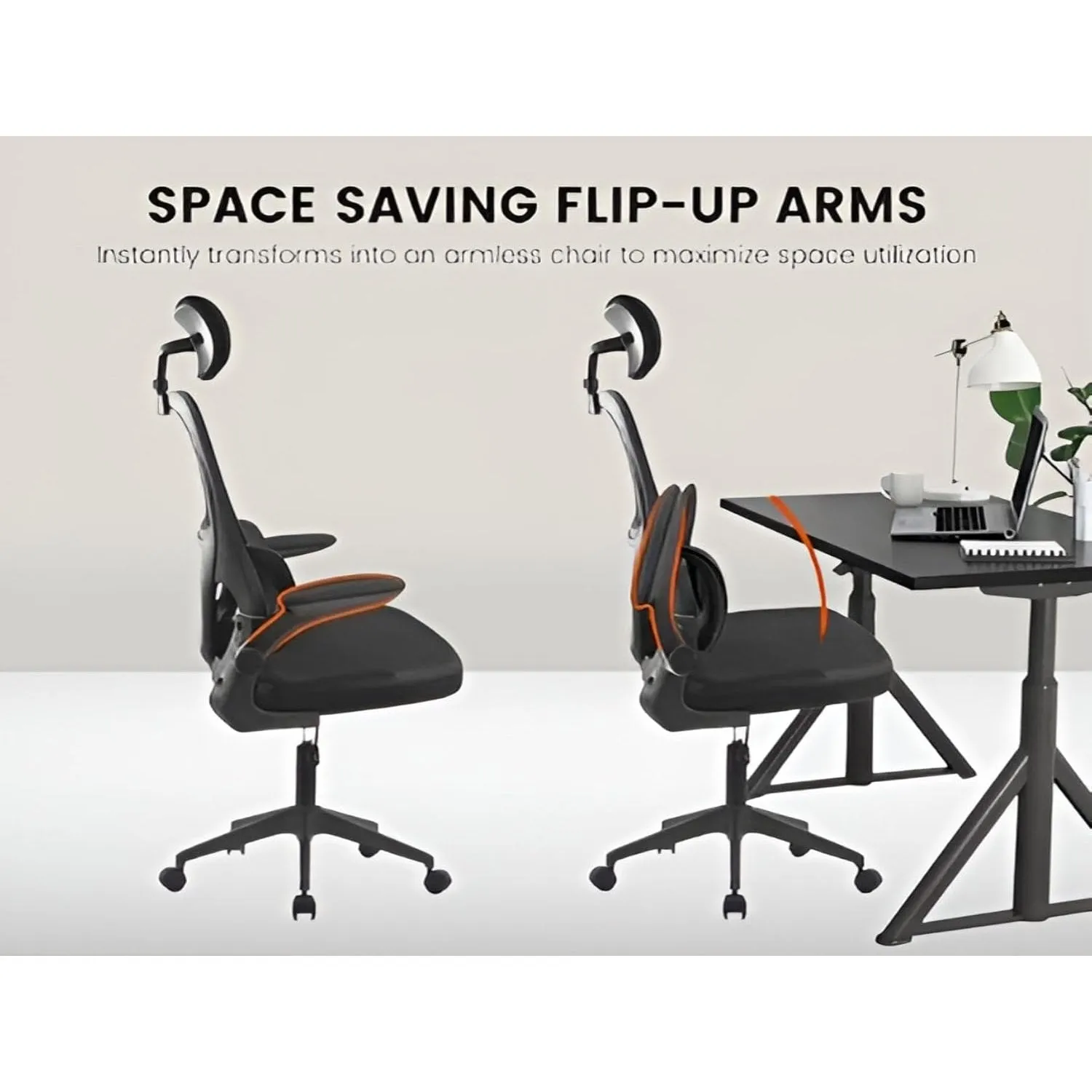 Ergonomic Office Chair, High Back Computer Chair with Dual Back Design, Adjustable Headrest, Lumbar Pillow, Armrests, and Comfortable Thick Cushion – Black Color