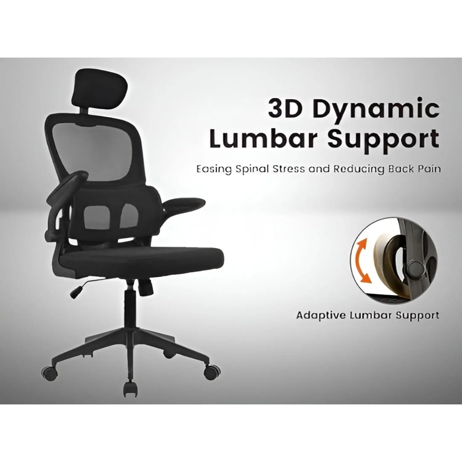Ergonomic Office Chair, High Back Computer Chair with Dual Back Design, Adjustable Headrest, Lumbar Pillow, Armrests, and Comfortable Thick Cushion – Black Color