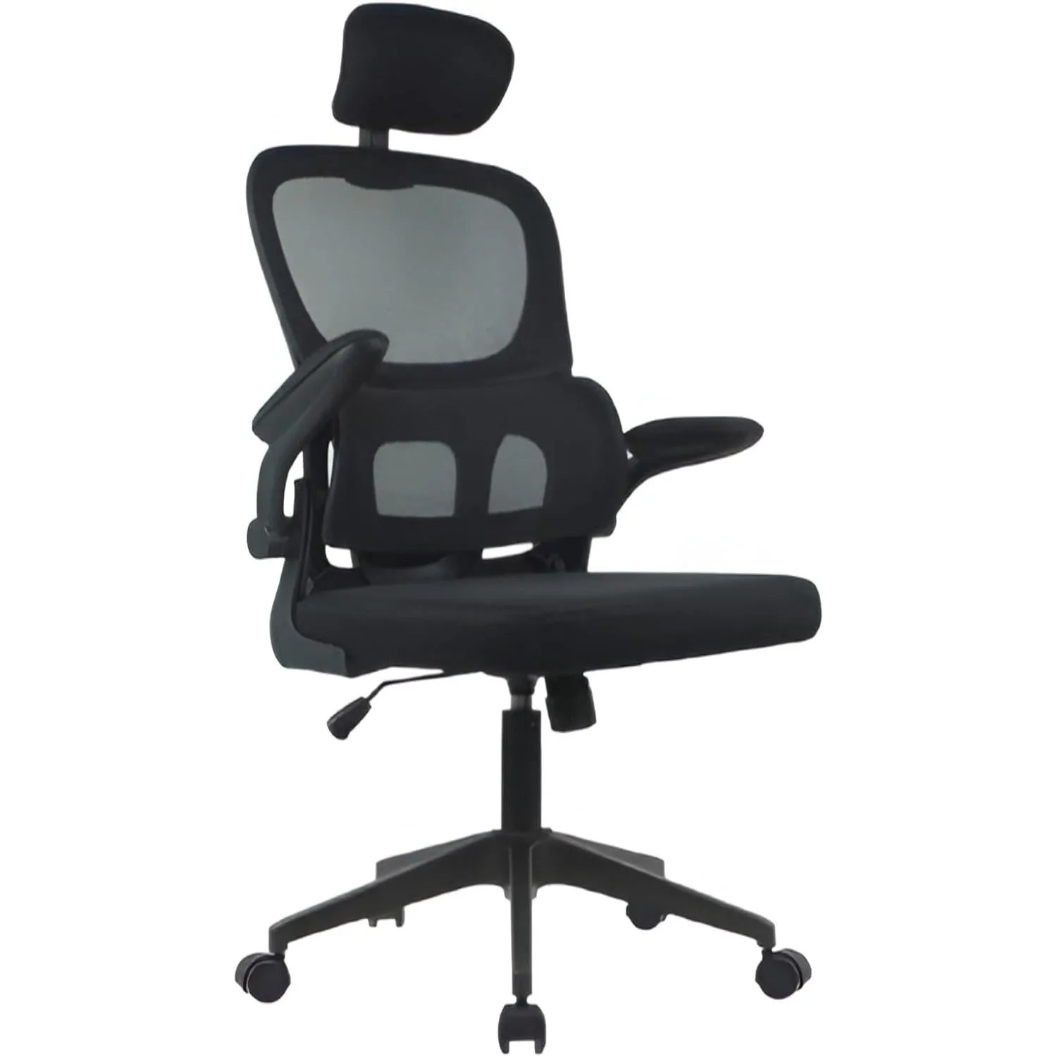 Ergonomic Office Chair, High Back Computer Chair with Dual Back Design, Adjustable Headrest, Lumbar Pillow, Armrests, and Comfortable Thick Cushion – Black Color