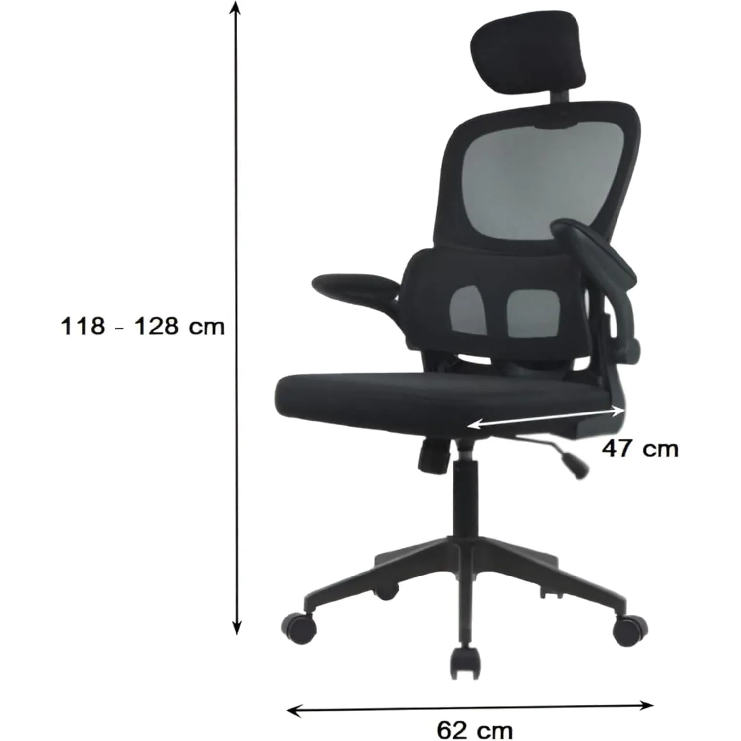Ergonomic Office Chair, High Back Computer Chair with Dual Back Design, Adjustable Headrest, Lumbar Pillow, Armrests, and Comfortable Thick Cushion – Black Color