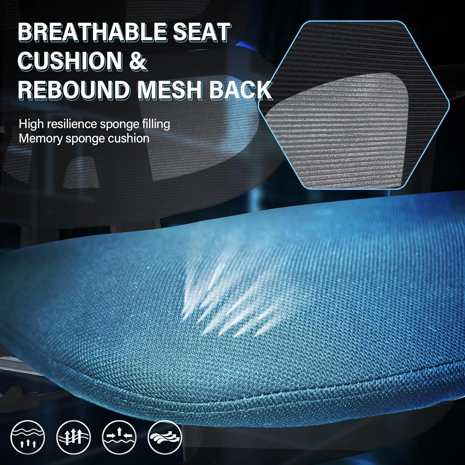 Ergonomic Office Chair with Foot Rest, High Back Computer Office Chair with Dynamic Lumbar Support, 2D Headrest, 4D Armrest, Sponge Seat, Mesh Home Office Desk Chair for Adults, Black