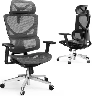 Ergonomic Office Chair with WireControl™ Mechanism, 4-Position Adjustable Backrest, C-Shaped Dynamic Lumbar Support, Soft & Breathable Korean Mesh, 3D Soft Armrests(Ergo Upgrade 518)