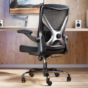 Ergonomic Office Chair - X-Shaped Computer Desk Comfy, Gaming, Mesh With Lumbar Support for Long Hours (Black Silver)