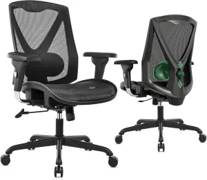 Ergonomic Office Chair,High-Back Swivel Computer Gaming Desk Chair with Adjustable Armrests and Lumbar Support,Home Office Chair with Breathable Mesh Backrest,3-Gear Tilt