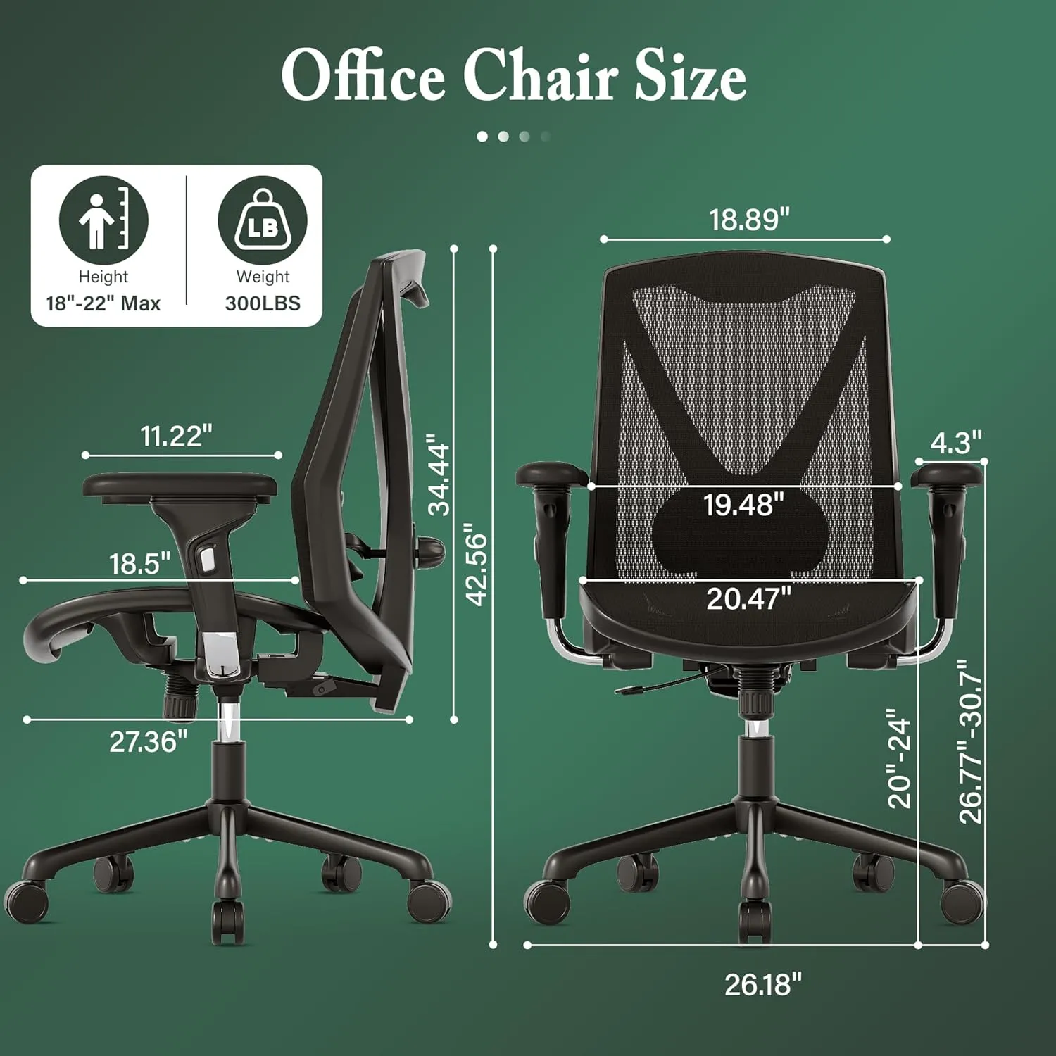 Ergonomic Office Chair,High-Back Swivel Computer Gaming Desk Chair with Adjustable Armrests and Lumbar Support,Home Office Chair with Breathable Mesh Backrest,3-Gear Tilt