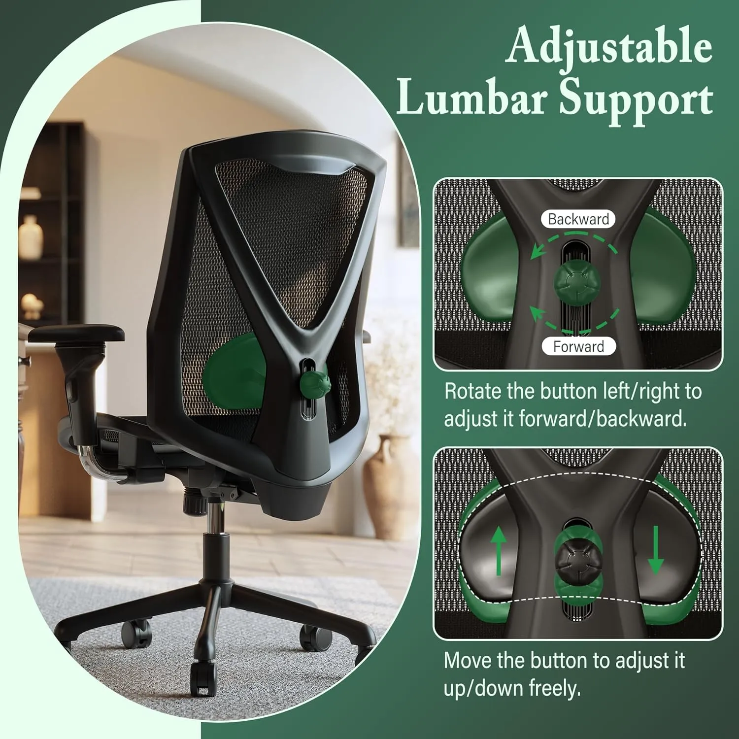 Ergonomic Office Chair,High-Back Swivel Computer Gaming Desk Chair with Adjustable Armrests and Lumbar Support,Home Office Chair with Breathable Mesh Backrest,3-Gear Tilt