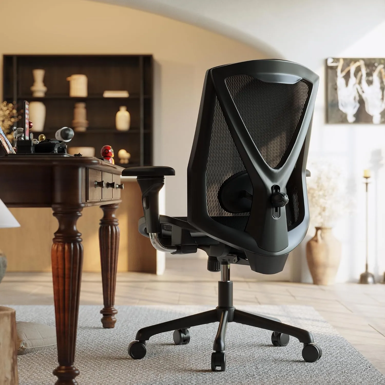 Ergonomic Office Chair,High-Back Swivel Computer Gaming Desk Chair with Adjustable Armrests and Lumbar Support,Home Office Chair with Breathable Mesh Backrest,3-Gear Tilt
