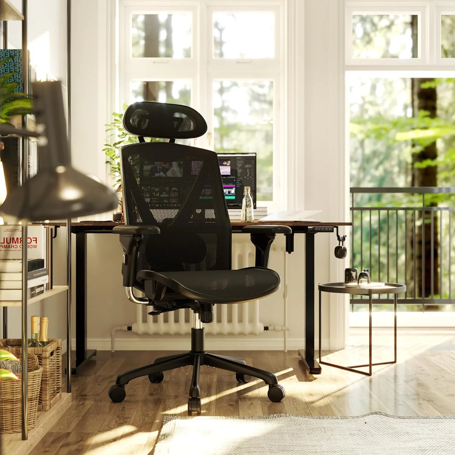 Ergonomic Office Chair,High-Back Swivel Computer Gaming Desk Chair with Adjustable Armrests and Lumbar Support,Home Office Chair with Breathable Mesh Backrest,3-Gear Tilt