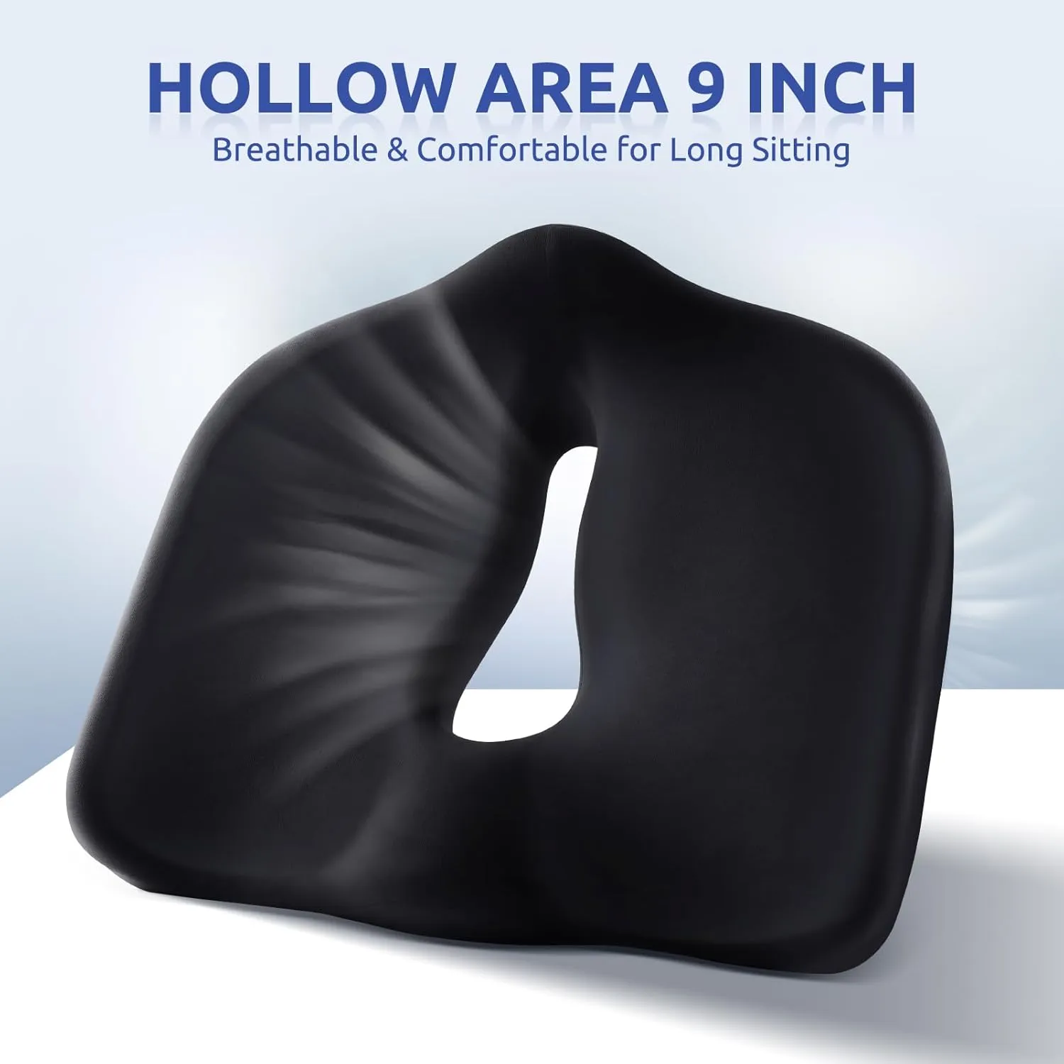 Ergonomic Office Seat Cushion for Tailbone Pressure Relief - Memory Foam Seat Pad for Comfort & Posture Improvement - Ideal for Office Chair,Desk Chairs,Car Seats,Wheelchairs,Home&Office Use(Black)