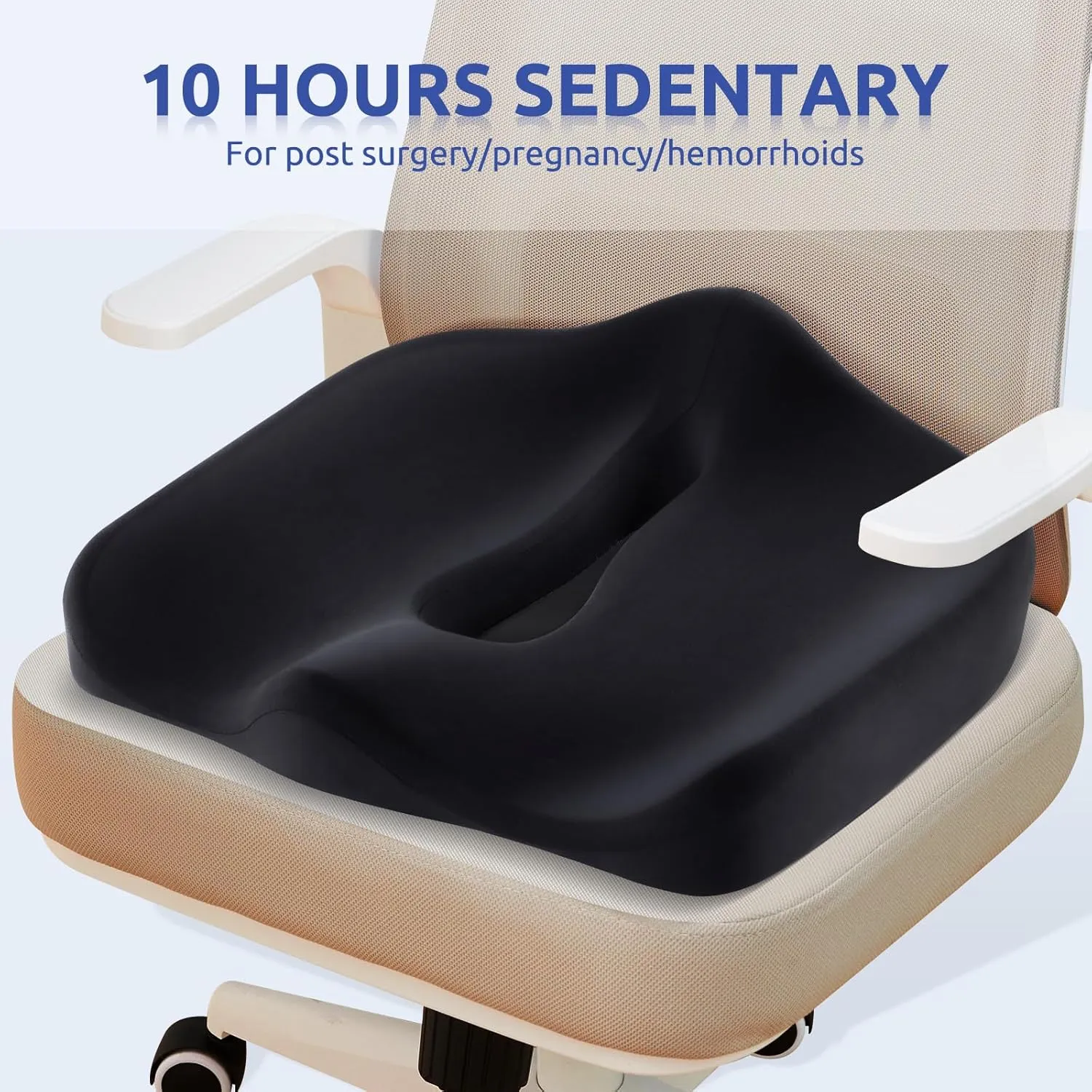 Ergonomic Office Seat Cushion for Tailbone Pressure Relief - Memory Foam Seat Pad for Comfort & Posture Improvement - Ideal for Office Chair,Desk Chairs,Car Seats,Wheelchairs,Home&Office Use(Black)