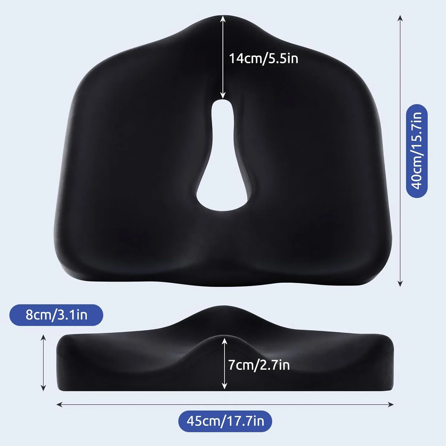 Ergonomic Office Seat Cushion for Tailbone Pressure Relief - Memory Foam Seat Pad for Comfort & Posture Improvement - Ideal for Office Chair,Desk Chairs,Car Seats,Wheelchairs,Home&Office Use(Black)