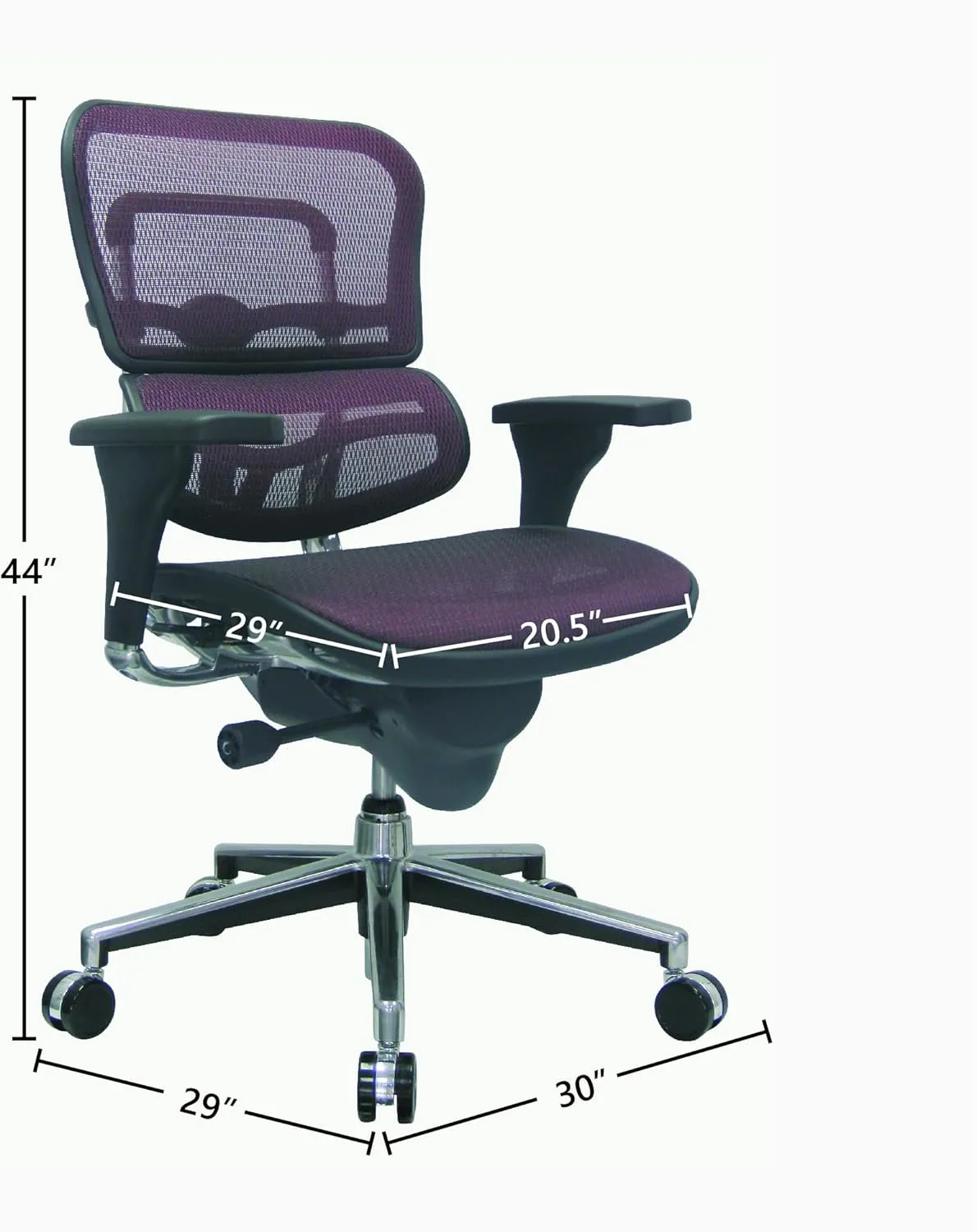 Eurotech Seating Ergohuman Mid Back Mesh Swivel Chair, Plum Red