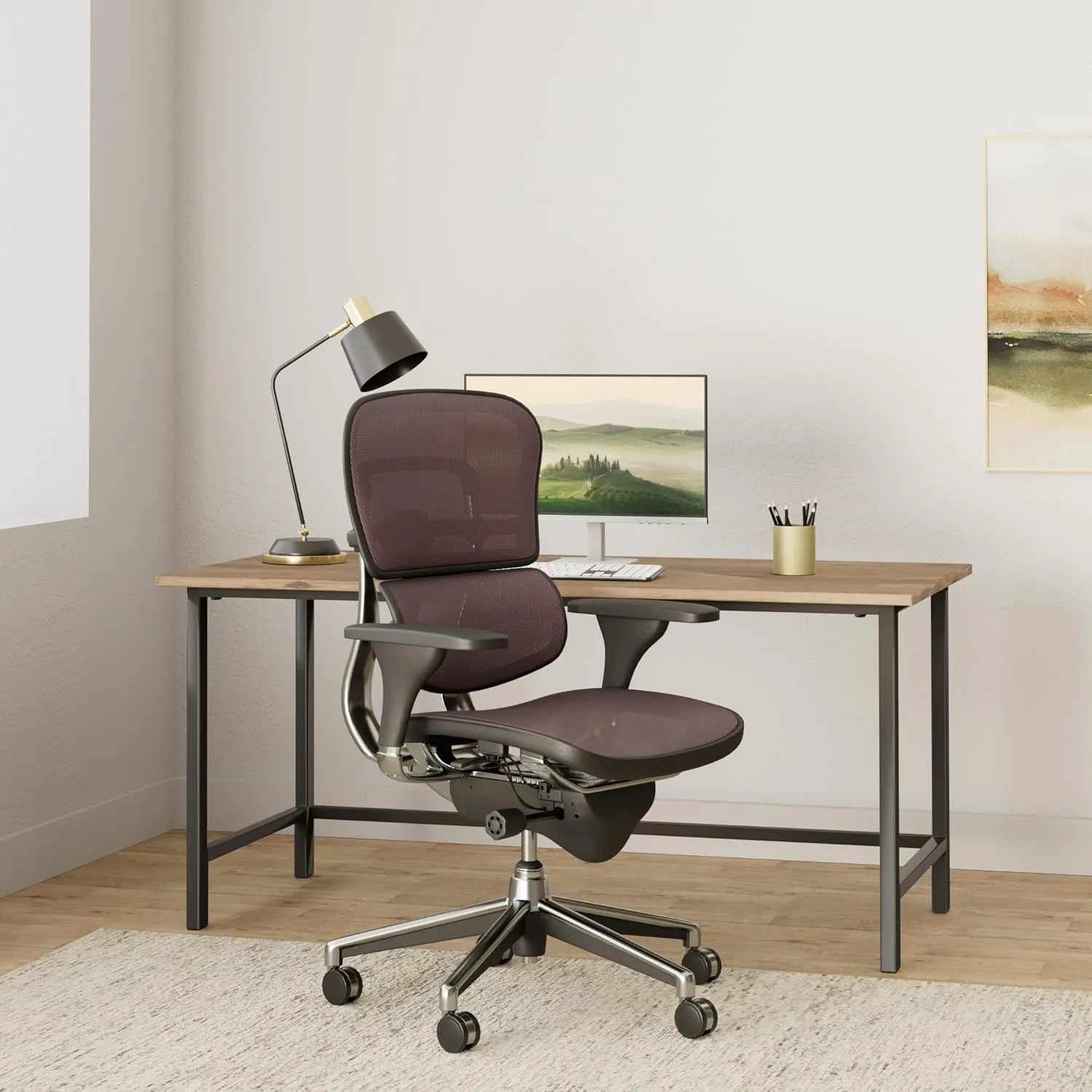 Eurotech Seating Ergohuman Mid Back Mesh Swivel Chair, Plum Red